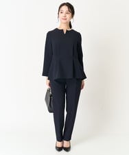 F1BFA10150 MK MICHEL KLEIN(小さいサイズ)(メゾン ドゥ サンク) 【小さいサイズ】パール調デザインブラウス/制菌加工/洗える ネイビー
