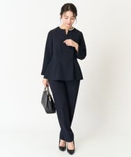 F1BFA10150 MK MICHEL KLEIN(小さいサイズ)(メゾン ドゥ サンク) 【小さいサイズ】パール調デザインブラウス/制菌加工/洗える ネイビー