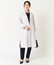 F1BFA10150 MK MICHEL KLEIN(小さいサイズ)(メゾン ドゥ サンク) 【小さいサイズ】パール調デザインブラウス/制菌加工/洗える ネイビー