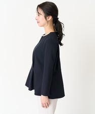 F1BFA10150 MK MICHEL KLEIN(小さいサイズ)(メゾン ドゥ サンク) 【小さいサイズ】パール調デザインブラウス/制菌加工/洗える ネイビー