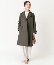 F1BFA12140 MK MICHEL KLEIN(小さいサイズ)(メゾン ドゥ サンク) 【小さいサイズ】フリルネックデザインサテンワッシャーブラウス/洗える グレージュ
