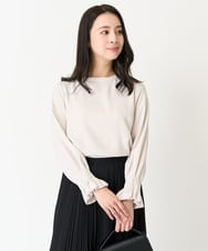 F1BFA24130 MK MICHEL KLEIN(小さいサイズ)(メゾン ドゥ サンク) 【小さいサイズ】タックフリルデザインスリーブブラウス/撥水加工/洗える/セットアップ対応 ネイビー