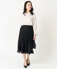 F1BFA24130 MK MICHEL KLEIN(小さいサイズ)(メゾン ドゥ サンク) 【小さいサイズ】タックフリルデザインスリーブブラウス/撥水加工/洗える/セットアップ対応 ネイビー