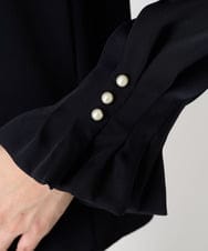 F1BFA24130 MK MICHEL KLEIN(小さいサイズ)(メゾン ドゥ サンク) 【小さいサイズ】タックフリルデザインスリーブブラウス/撥水加工/洗える/セットアップ対応 ネイビー