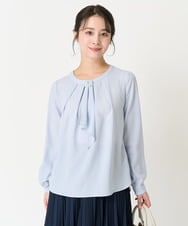 F1BFA66130 MK MICHEL KLEIN(小さいサイズ)(メゾン ドゥ サンク) 【小さいサイズ】マルチwayボウタイブラウス/洗える ライトブルー
