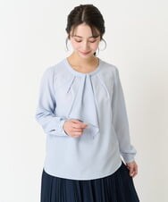 F1BFA66130 MK MICHEL KLEIN(小さいサイズ)(メゾン ドゥ サンク) 【小さいサイズ】マルチwayボウタイブラウス/洗える ライトブルー