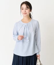 F1BFA66130 MK MICHEL KLEIN(小さいサイズ)(メゾン ドゥ サンク) 【小さいサイズ】マルチwayボウタイブラウス/洗える ライトブルー