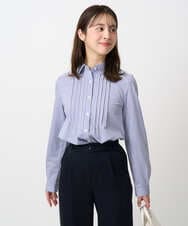 F1BFD02110 MK MICHEL KLEIN(小さいサイズ)(メゾン ドゥ サンク) 【小さいサイズ】ストレッチジャージシャツ/洗濯機で洗える ライトブルー