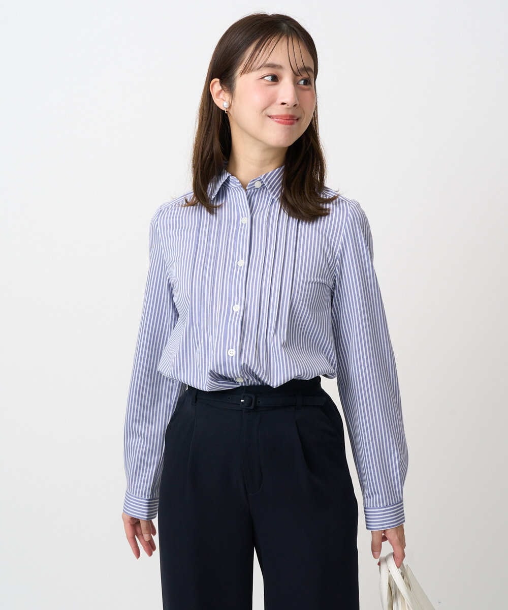 F1BFD02110 MK MICHEL KLEIN(小さいサイズ)(メゾン ドゥ サンク) 【小さいサイズ】ストレッチジャージシャツ/洗濯機で洗える ライトブルー