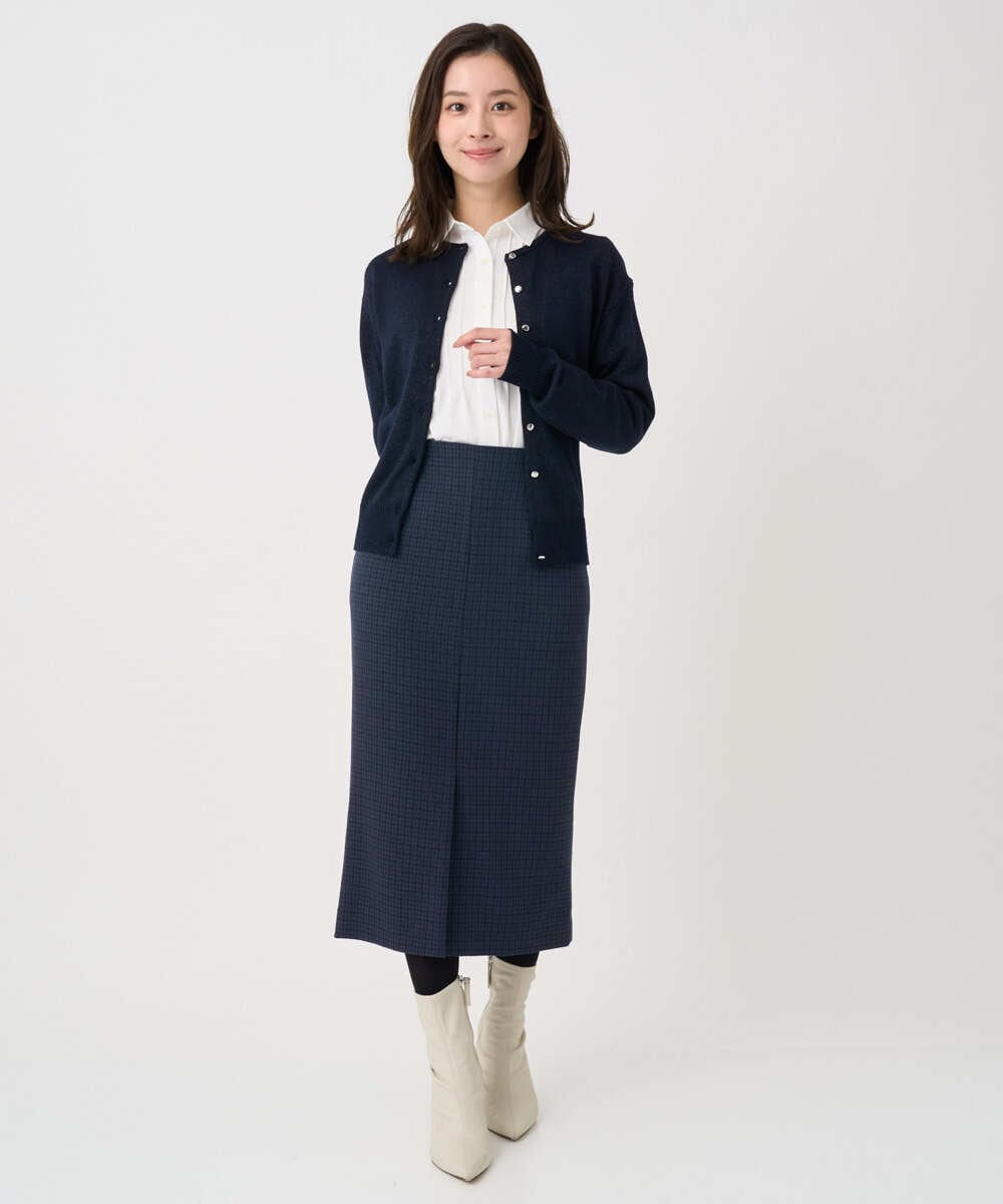 F1BFD02110 MK MICHEL KLEIN(小さいサイズ)(メゾン ドゥ サンク) 【小さいサイズ】ストレッチジャージシャツ/洗濯機で洗える ライトグレー