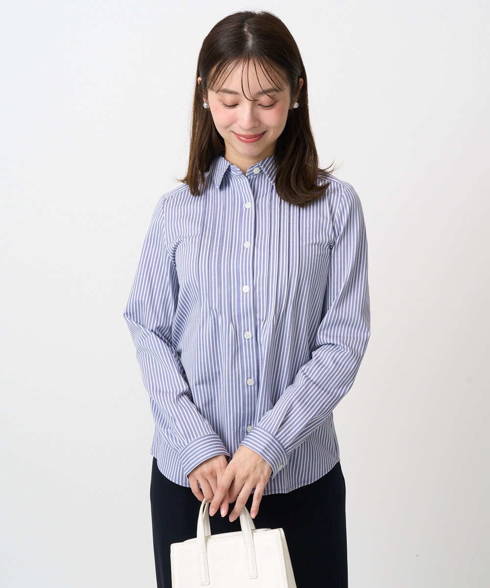 F1BFD02110 MK MICHEL KLEIN(小さいサイズ)(メゾン ドゥ サンク) 【小さいサイズ】ストレッチジャージシャツ/洗濯機で洗える ライトグレー