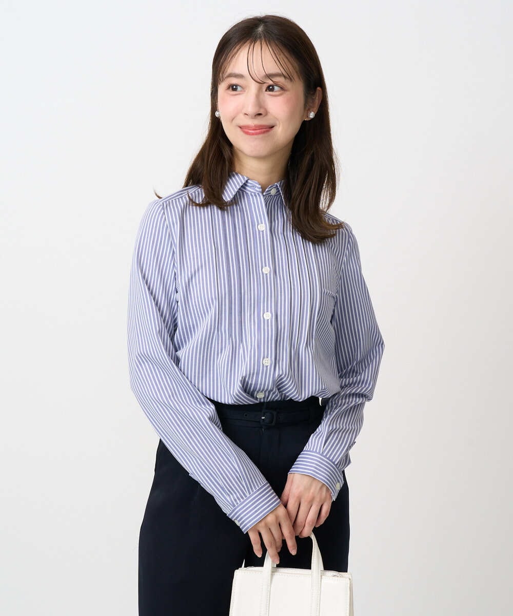 F1BFD02110 MK MICHEL KLEIN(小さいサイズ)(メゾン ドゥ サンク) 【小さいサイズ】ストレッチジャージシャツ/洗濯機で洗える ライトグレー