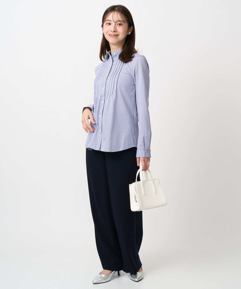 F1BFD02110 MK MICHEL KLEIN(小さいサイズ)(メゾン ドゥ サンク) 【小さいサイズ】ストレッチジャージシャツ/洗濯機で洗える ライトグレー