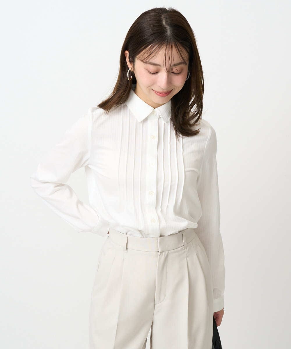 F1BFD02110 MK MICHEL KLEIN(小さいサイズ)(メゾン ドゥ サンク) 【小さいサイズ】ストレッチジャージシャツ/洗濯機で洗える ライトグレー