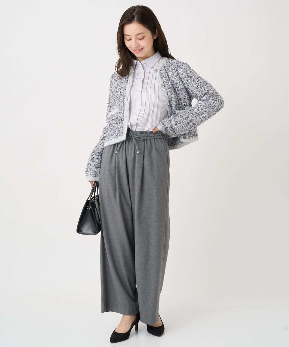 F1BFD02110 MK MICHEL KLEIN(小さいサイズ)(メゾン ドゥ サンク) 【小さいサイズ】ストレッチジャージシャツ/洗濯機で洗える ライトグレー