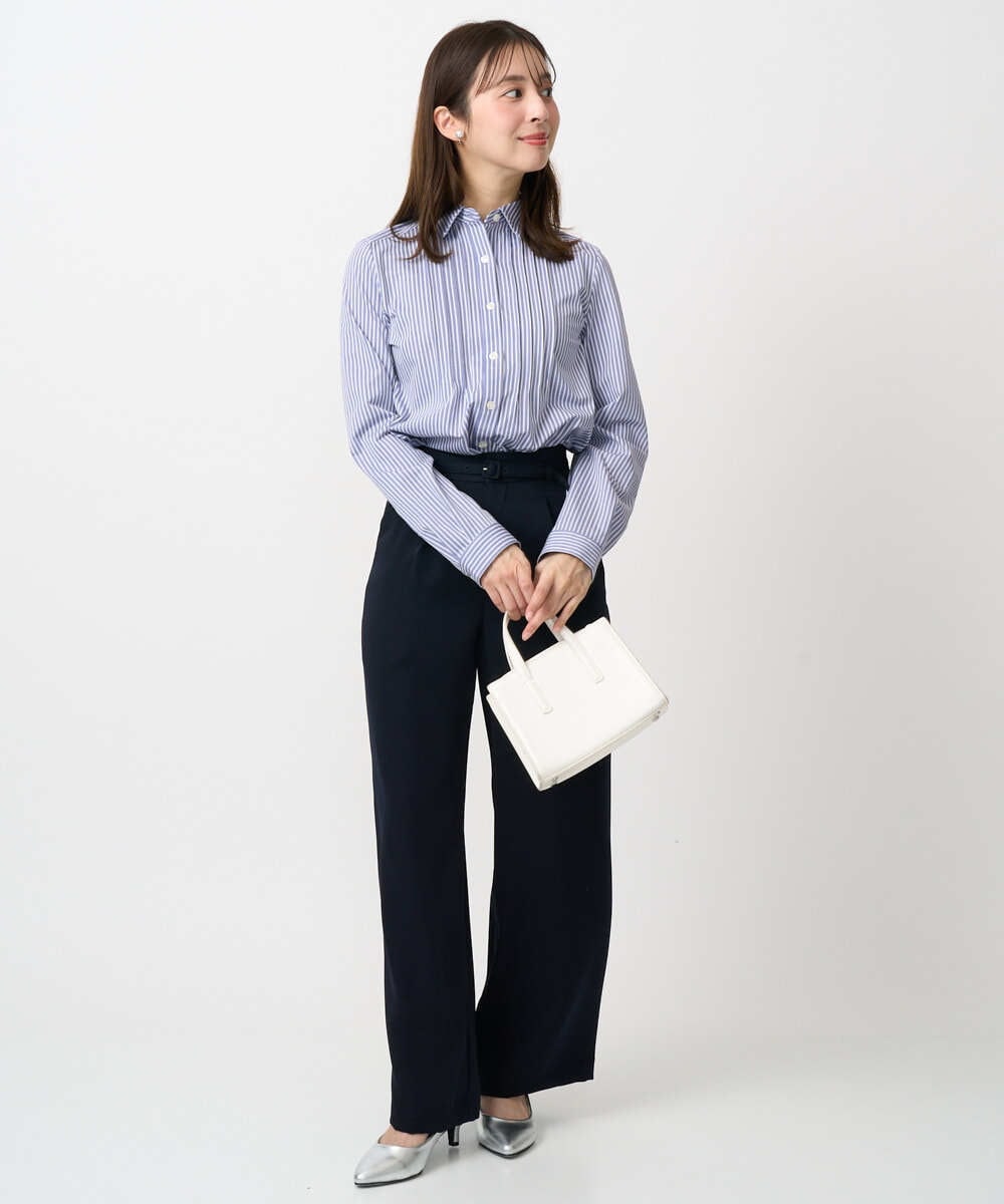 F1BFD02110 MK MICHEL KLEIN(小さいサイズ)(メゾン ドゥ サンク) 【小さいサイズ】ストレッチジャージシャツ/洗濯機で洗える ライトグレー