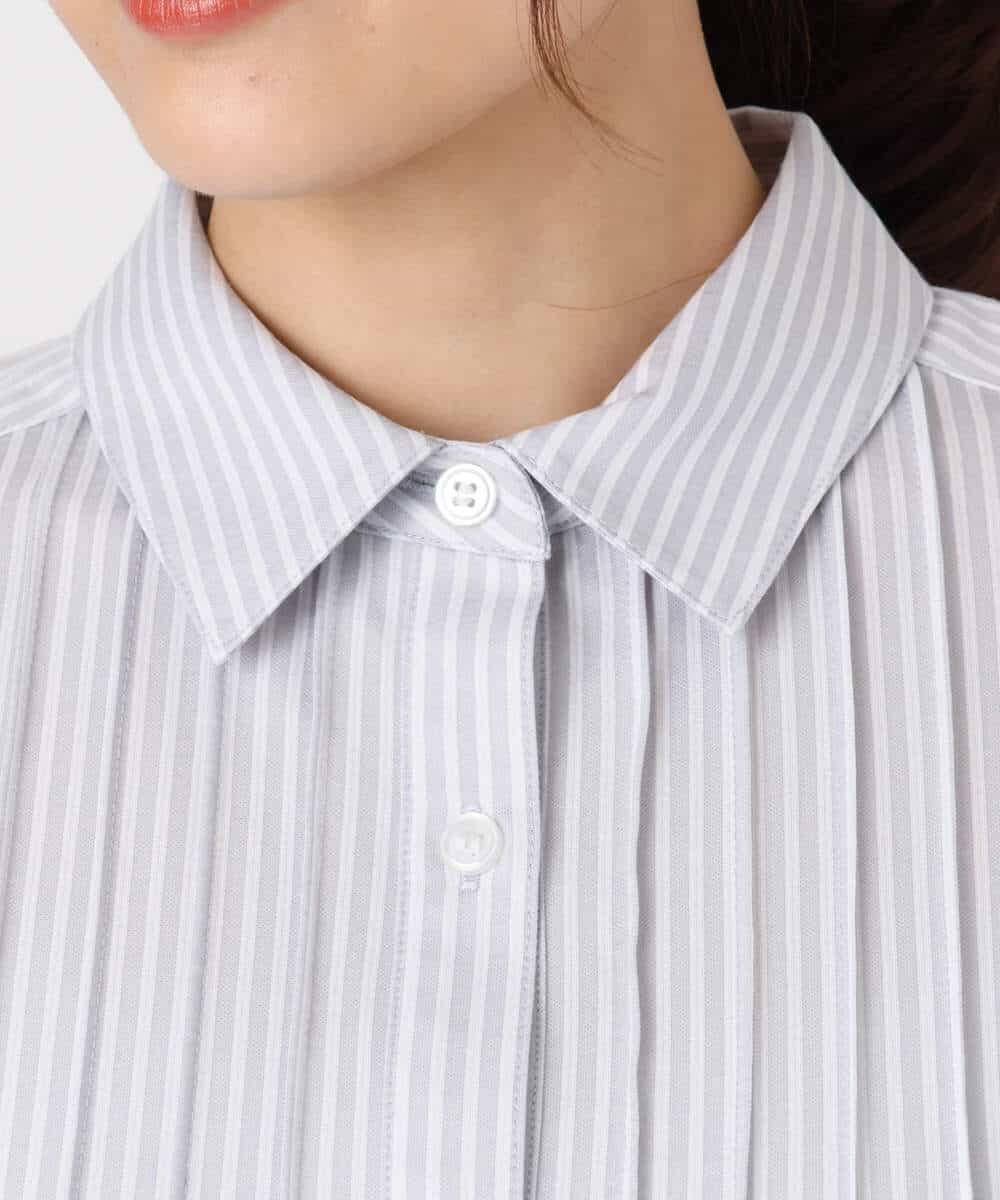 F1BFD02110 MK MICHEL KLEIN(小さいサイズ)(メゾン ドゥ サンク) 【小さいサイズ】ストレッチジャージシャツ/洗濯機で洗える ライトグレー