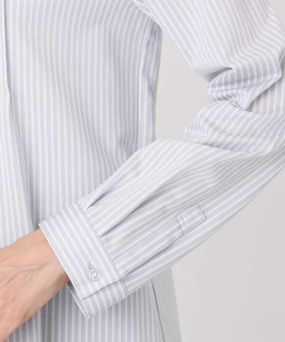 F1BFD02110 MK MICHEL KLEIN(小さいサイズ)(メゾン ドゥ サンク) 【小さいサイズ】ストレッチジャージシャツ/洗濯機で洗える ライトグレー