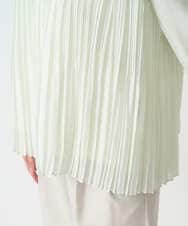 F1BFD12150 MK MICHEL KLEIN(小さいサイズ)(メゾン ドゥ サンク) 【小さいサイズ】プリーツデザインブラウス/洗える ライトグリーン