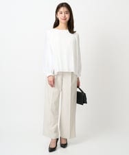 F1BFD12150 MK MICHEL KLEIN(小さいサイズ)(メゾン ドゥ サンク) 【小さいサイズ】プリーツデザインブラウス/洗える ライトグリーン