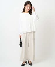 F1BFD12150 MK MICHEL KLEIN(小さいサイズ)(メゾン ドゥ サンク) 【小さいサイズ】プリーツデザインブラウス/洗える ライトグリーン