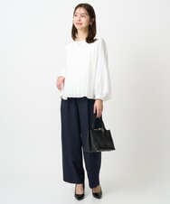 F1BFD12150 MK MICHEL KLEIN(小さいサイズ)(メゾン ドゥ サンク) 【小さいサイズ】プリーツデザインブラウス/洗える ライトグリーン