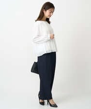 F1BFD12150 MK MICHEL KLEIN(小さいサイズ)(メゾン ドゥ サンク) 【小さいサイズ】プリーツデザインブラウス/洗える ライトグリーン