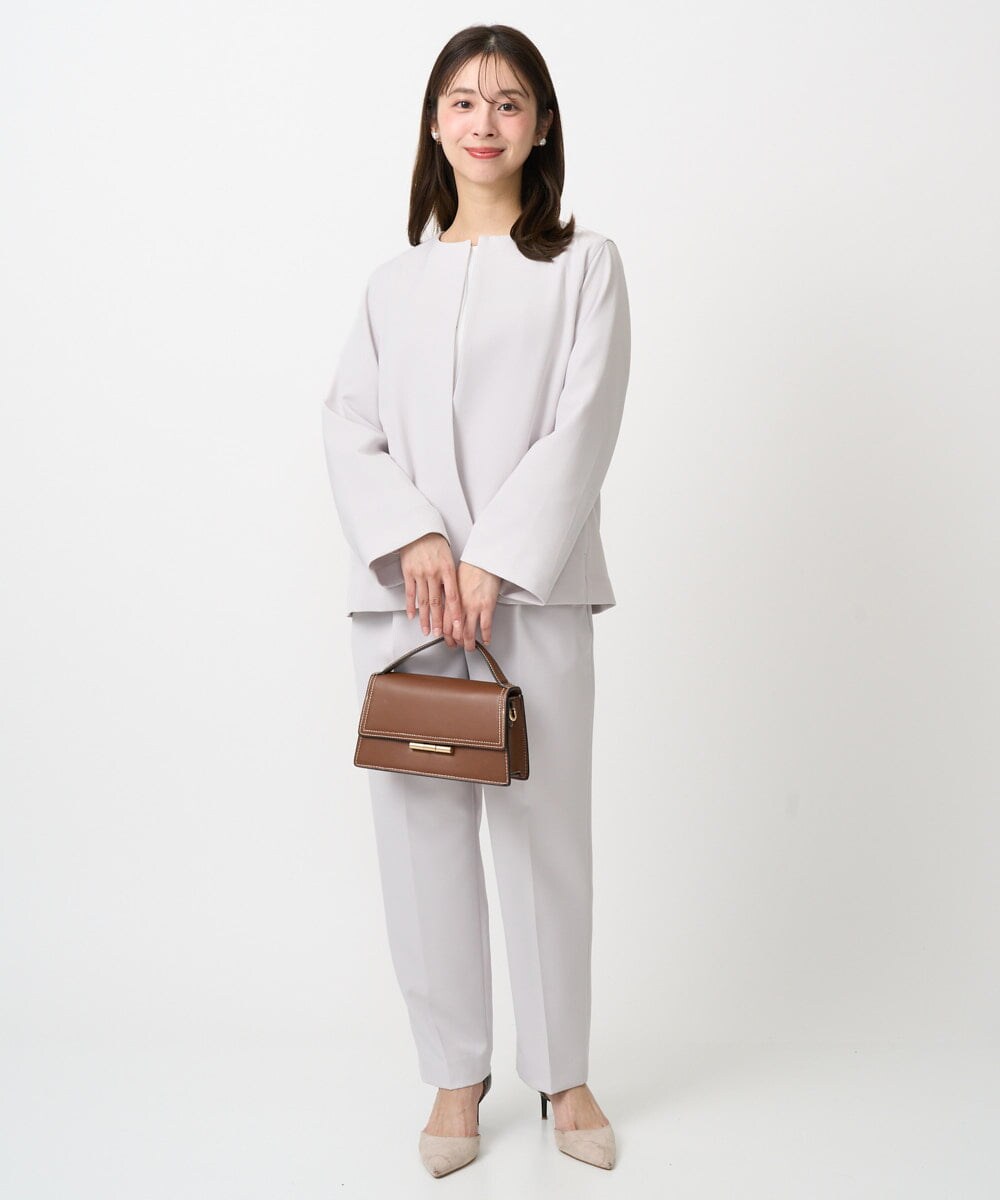 F1BFD12150 MK MICHEL KLEIN(小さいサイズ)(メゾン ドゥ サンク) 【小さいサイズ】プリーツデザインブラウス/洗える ライトグリーン