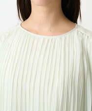 F1BFD12150 MK MICHEL KLEIN(小さいサイズ)(メゾン ドゥ サンク) 【小さいサイズ】プリーツデザインブラウス/洗える ライトグリーン