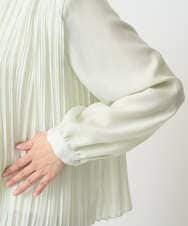 F1BFD12150 MK MICHEL KLEIN(小さいサイズ)(メゾン ドゥ サンク) 【小さいサイズ】プリーツデザインブラウス/洗える ライトグリーン