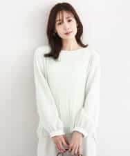 F1BFD12150 MK MICHEL KLEIN(小さいサイズ)(メゾン ドゥ サンク) 【小さいサイズ】プリーツデザインブラウス/洗える ライトグリーン