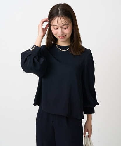 F1BFD14140 MK MICHEL KLEIN(小さいサイズ) 【小さいサイズ】ボリュームスリーブブラウス/撥水/防シワ/洗える