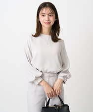 F1BFD14140 MK MICHEL KLEIN(小さいサイズ)(メゾン ドゥ サンク) 【小さいサイズ】ボリュームスリーブブラウス/撥水/防シワ/洗える ライトグレー