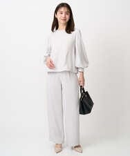 F1BFD14140 MK MICHEL KLEIN(小さいサイズ)(メゾン ドゥ サンク) 【小さいサイズ】ボリュームスリーブブラウス/撥水/防シワ/洗える ライトグレー