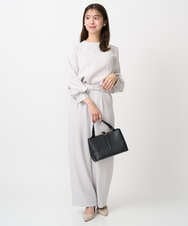 F1BFD14140 MK MICHEL KLEIN(小さいサイズ)(メゾン ドゥ サンク) 【小さいサイズ】ボリュームスリーブブラウス/撥水/防シワ/洗える ライトグレー