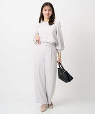 F1BFD14140 MK MICHEL KLEIN(小さいサイズ)(メゾン ドゥ サンク) 【小さいサイズ】ボリュームスリーブブラウス/撥水/防シワ/洗える ライトグレー