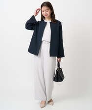 F1BFD14140 MK MICHEL KLEIN(小さいサイズ)(メゾン ドゥ サンク) 【小さいサイズ】ボリュームスリーブブラウス/撥水/防シワ/洗える ライトグレー