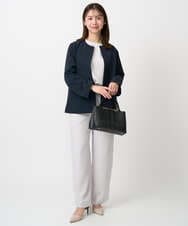 F1BFD14140 MK MICHEL KLEIN(小さいサイズ)(メゾン ドゥ サンク) 【小さいサイズ】ボリュームスリーブブラウス/撥水/防シワ/洗える ライトグレー