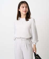 F1BFD14140 MK MICHEL KLEIN(小さいサイズ)(メゾン ドゥ サンク) 【小さいサイズ】ボリュームスリーブブラウス/撥水/防シワ/洗える ライトグレー