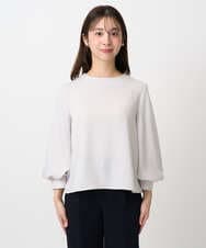 F1BFD14140 MK MICHEL KLEIN(小さいサイズ)(メゾン ドゥ サンク) 【小さいサイズ】ボリュームスリーブブラウス/撥水/防シワ/洗える ライトグレー