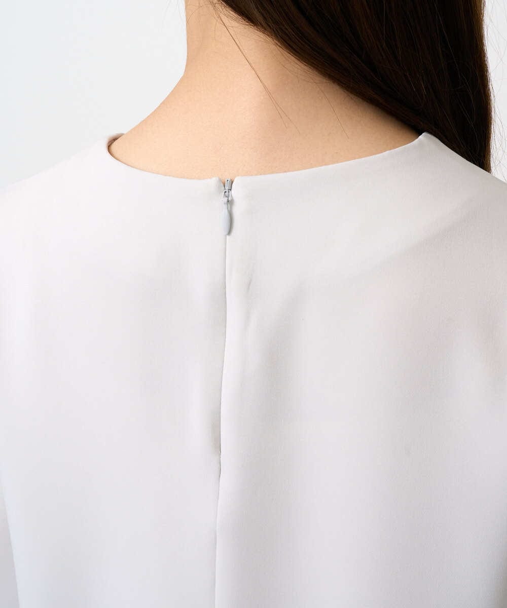 F1BFD14140 MK MICHEL KLEIN(小さいサイズ)(メゾン ドゥ サンク) 【小さいサイズ】ボリュームスリーブブラウス/撥水/防シワ/洗える ライトグレー