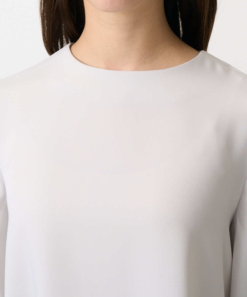 F1BFD14140 MK MICHEL KLEIN(小さいサイズ)(メゾン ドゥ サンク) 【小さいサイズ】ボリュームスリーブブラウス/撥水/防シワ/洗える ライトグレー