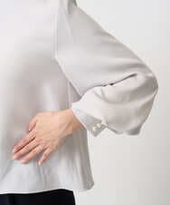 F1BFD14140 MK MICHEL KLEIN(小さいサイズ)(メゾン ドゥ サンク) 【小さいサイズ】ボリュームスリーブブラウス/撥水/防シワ/洗える ライトグレー