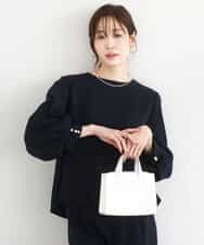 F1BFD14140 MK MICHEL KLEIN(小さいサイズ)(メゾン ドゥ サンク) 【小さいサイズ】ボリュームスリーブブラウス/撥水/防シワ/洗える ネイビー