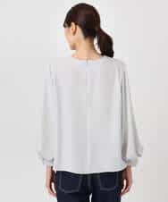 F1BFD14140 MK MICHEL KLEIN(小さいサイズ)(メゾン ドゥ サンク) 【小さいサイズ】ボリュームスリーブブラウス/撥水/防シワ/洗える ライトグレー