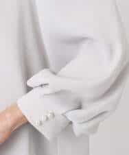 F1BFD14140 MK MICHEL KLEIN(小さいサイズ)(メゾン ドゥ サンク) 【小さいサイズ】ボリュームスリーブブラウス/撥水/防シワ/洗える ライトグレー