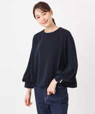 F1BFD14140 MK MICHEL KLEIN(小さいサイズ)(メゾン ドゥ サンク) 【小さいサイズ】ボリュームスリーブブラウス/撥水/防シワ/洗える ライトグレー