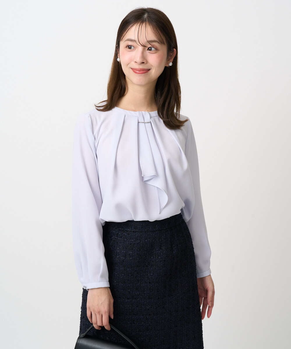 F1BFD66140 MK MICHEL KLEIN(小さいサイズ)(メゾン ドゥ サンク) 【小さいサイズ】マルチwayボウタイブラウス/洗濯機で洗える ライトブルー