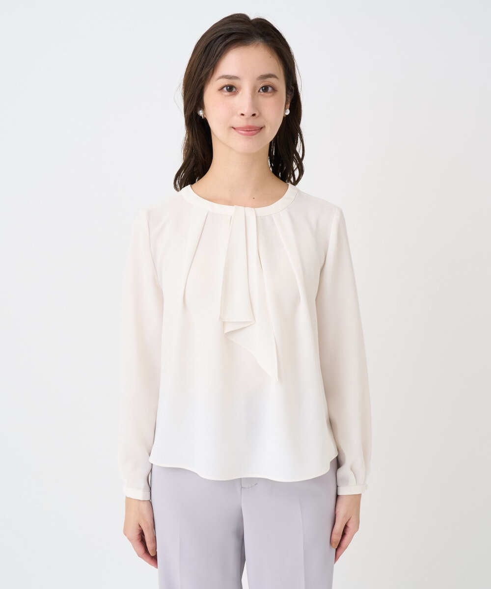 F1BFD66140 MK MICHEL KLEIN(小さいサイズ)(メゾン ドゥ サンク) 【小さいサイズ】マルチwayボウタイブラウス/洗濯機で洗える アイボリー