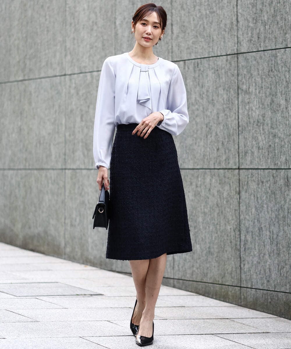 F1BFD66140 MK MICHEL KLEIN(小さいサイズ)(メゾン ドゥ サンク) 【小さいサイズ】マルチwayボウタイブラウス/洗濯機で洗える アイボリー